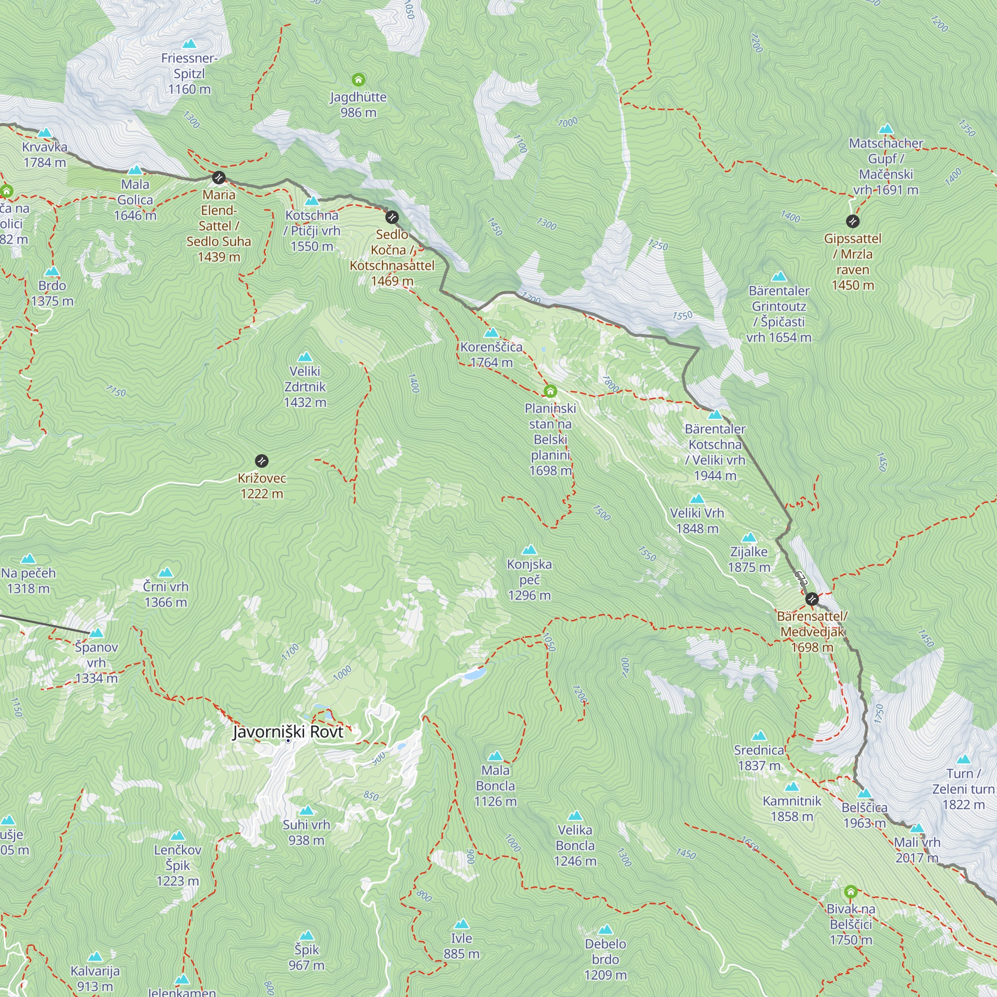 Lovska koča pod Struško map