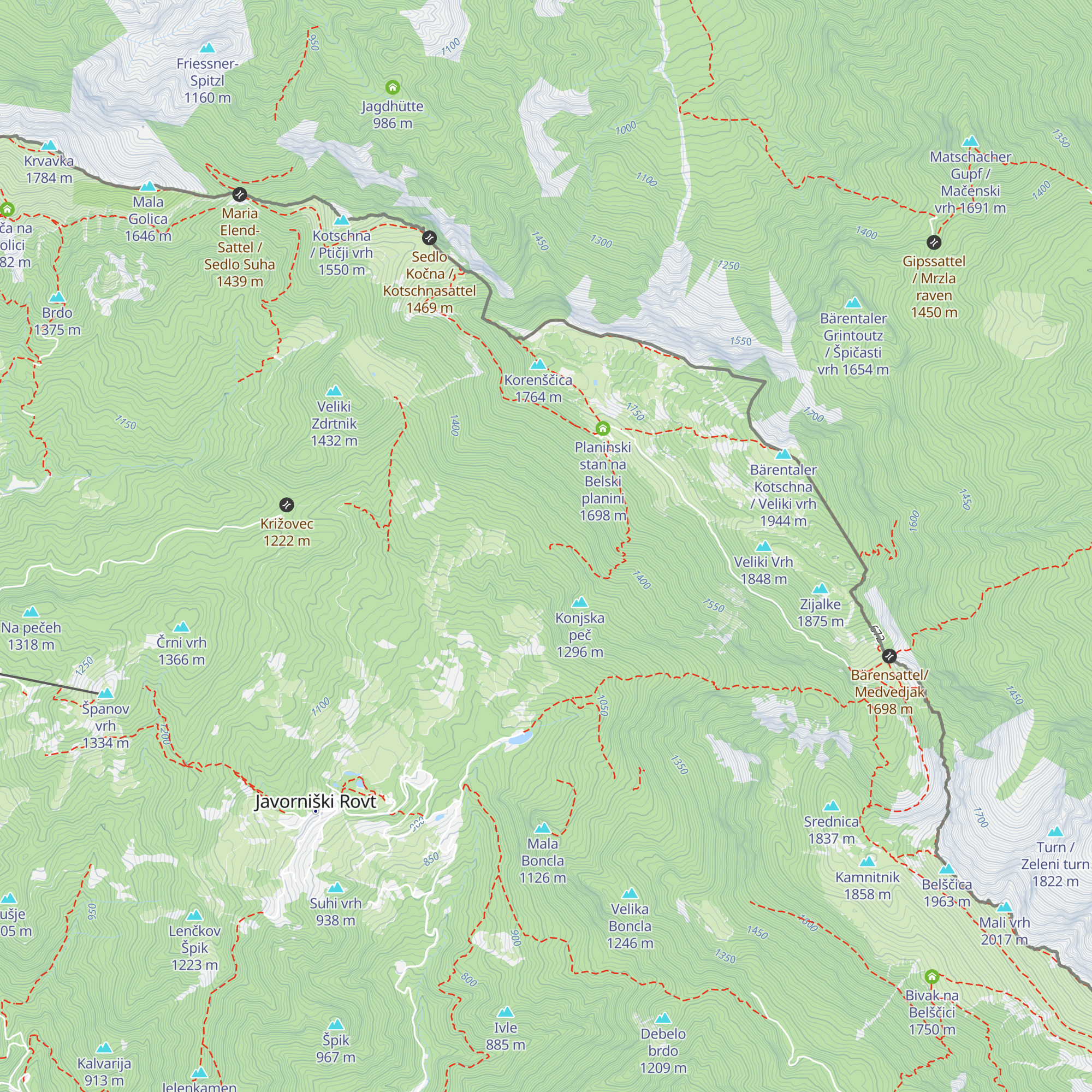 Lovska koča pod Struško map