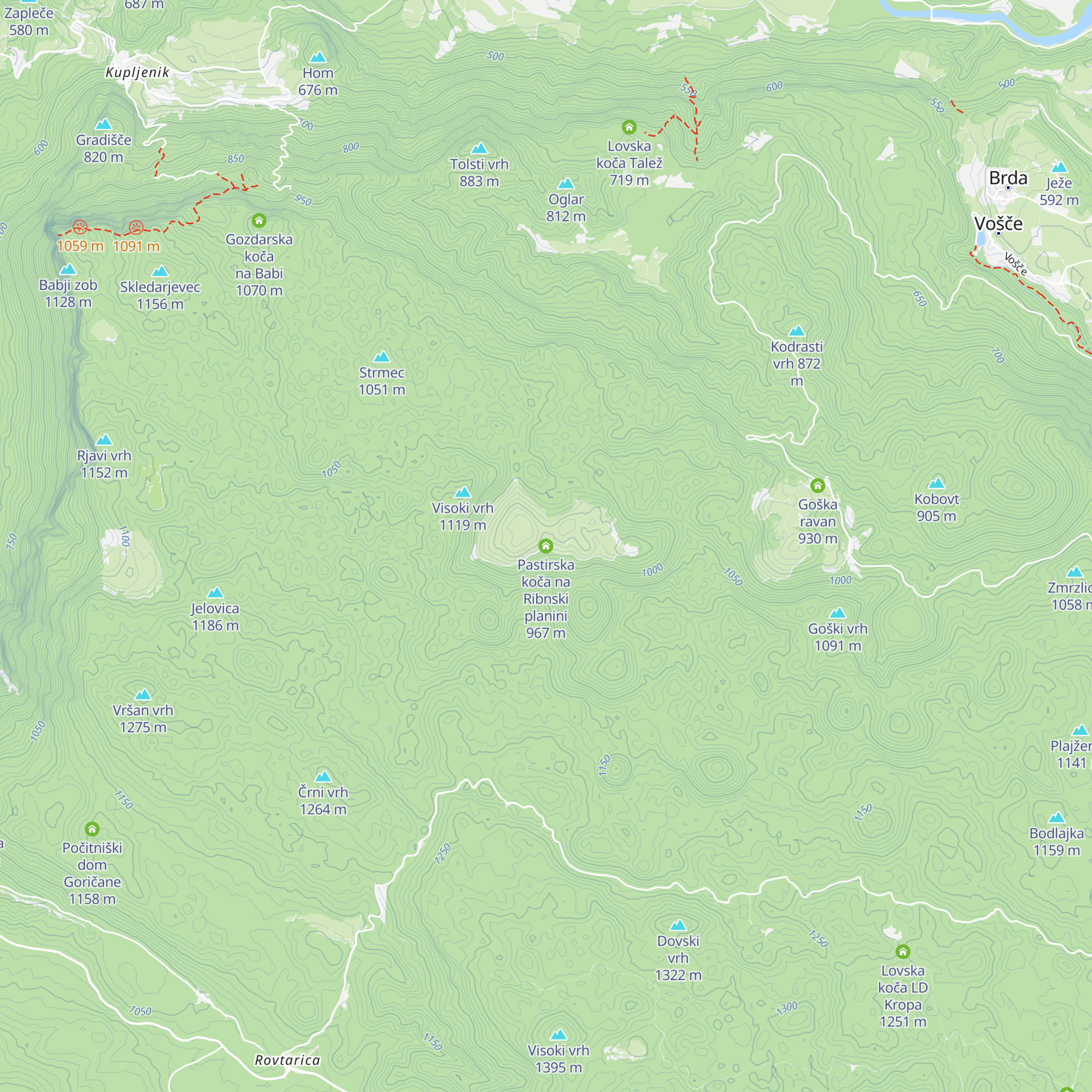 Pastirska koča na Ribnski planini map
