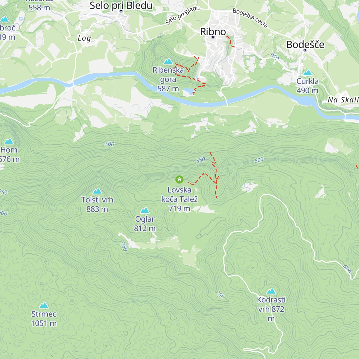 Lovska koča Talež map