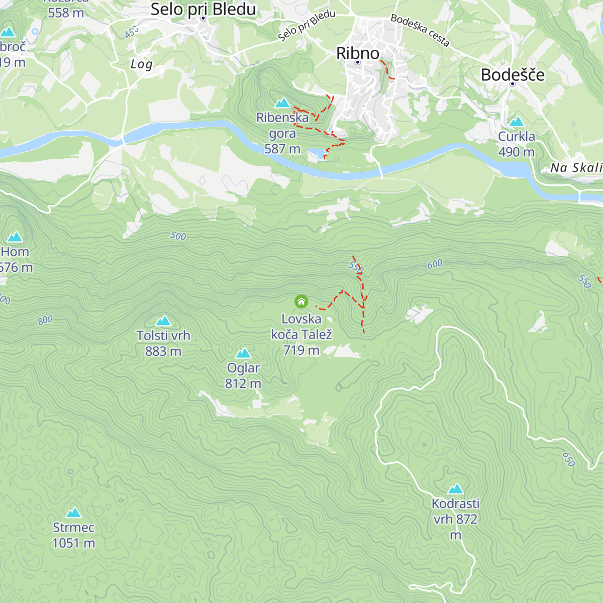 Lovska koča Talež map
