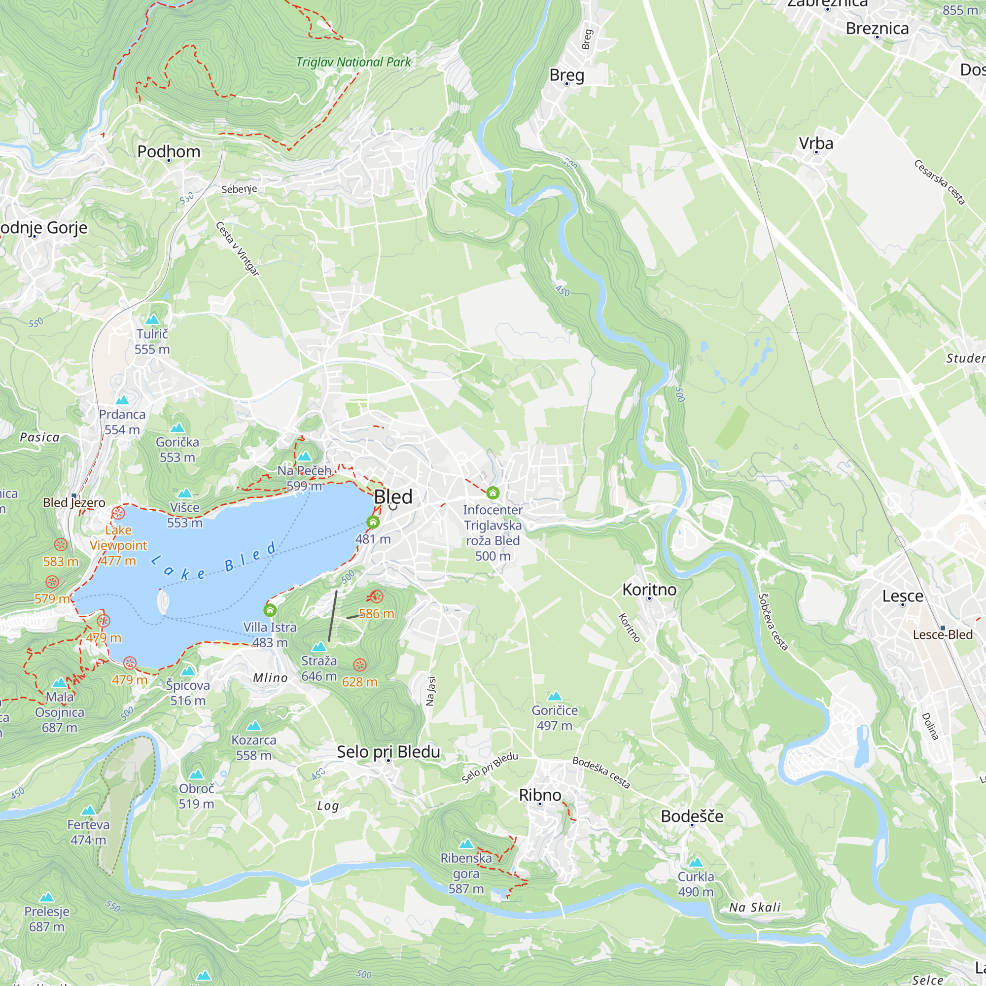 Infocenter Triglavska roža Bled map