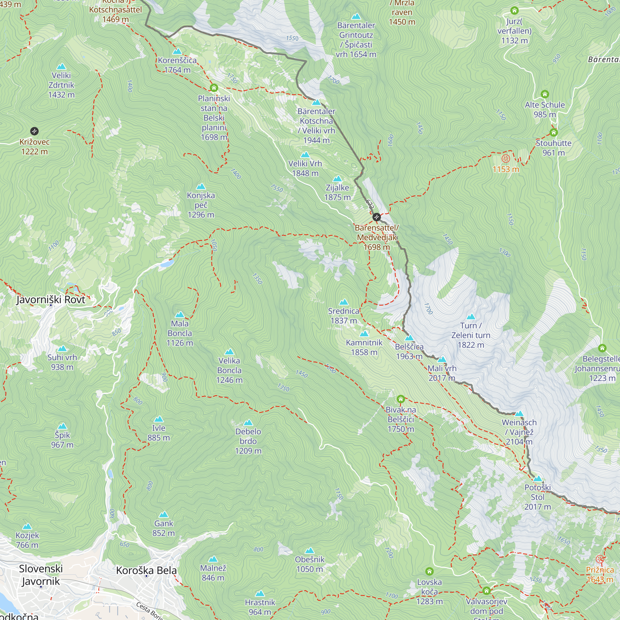 Hrašenska planina map