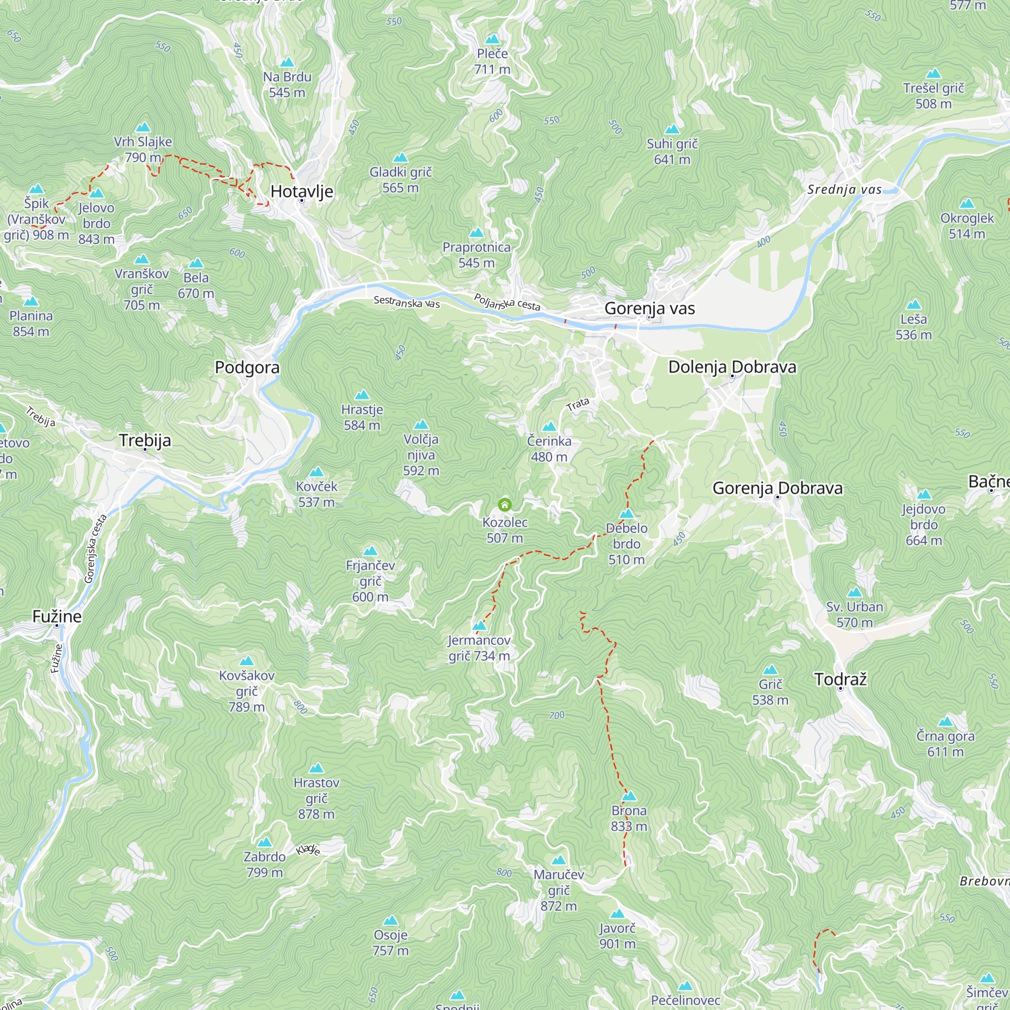 Kozolec map