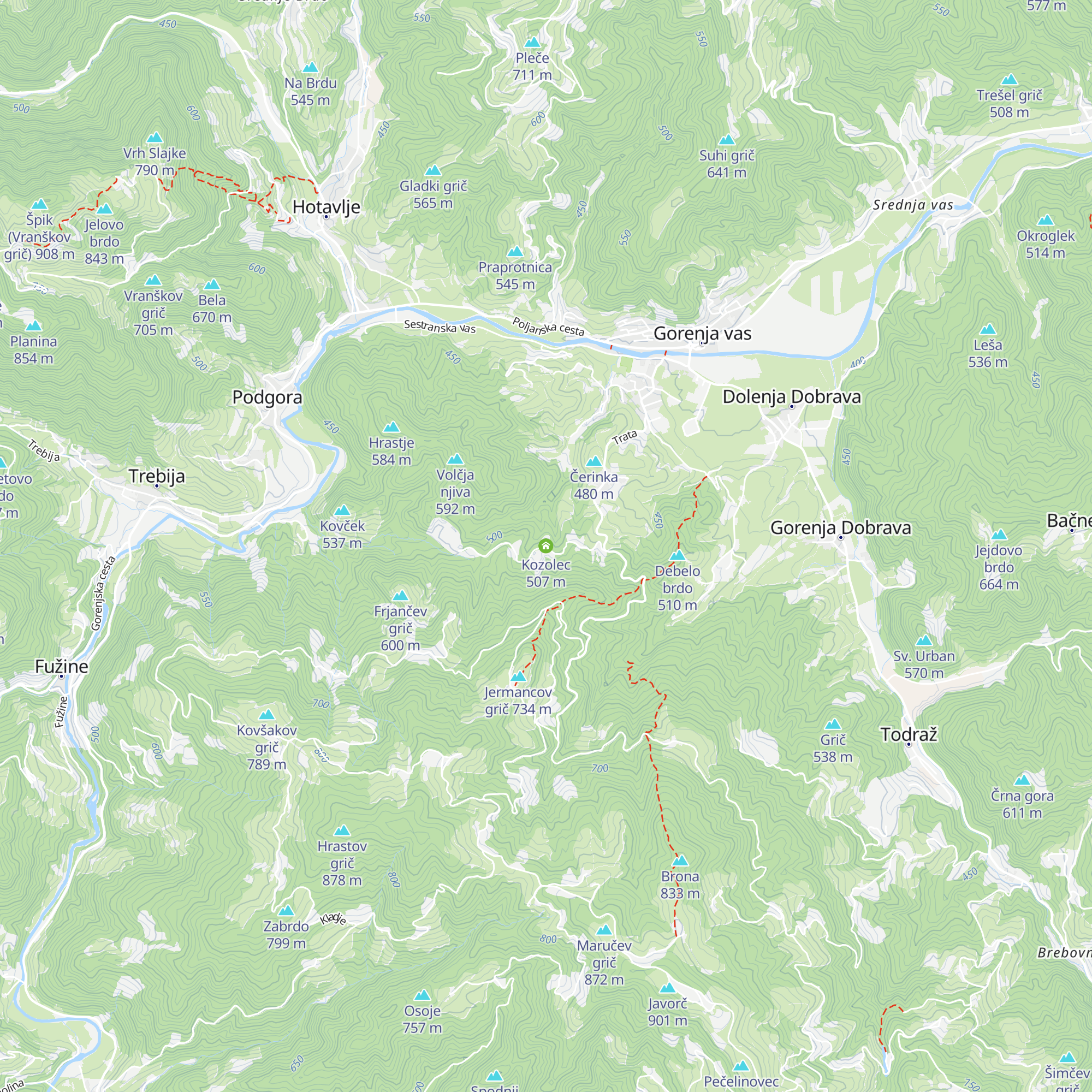 Kozolec map