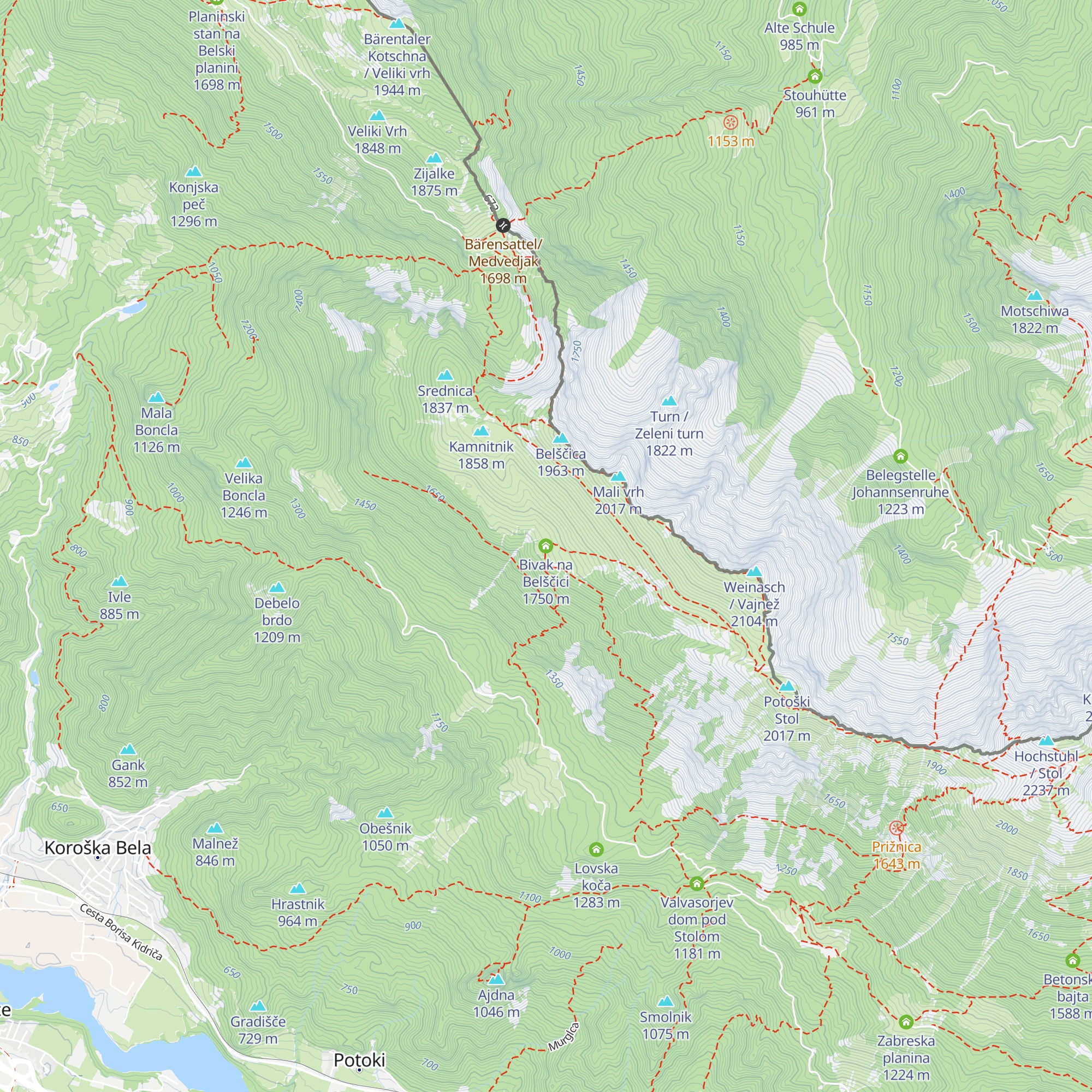 Bivak na Belščici map