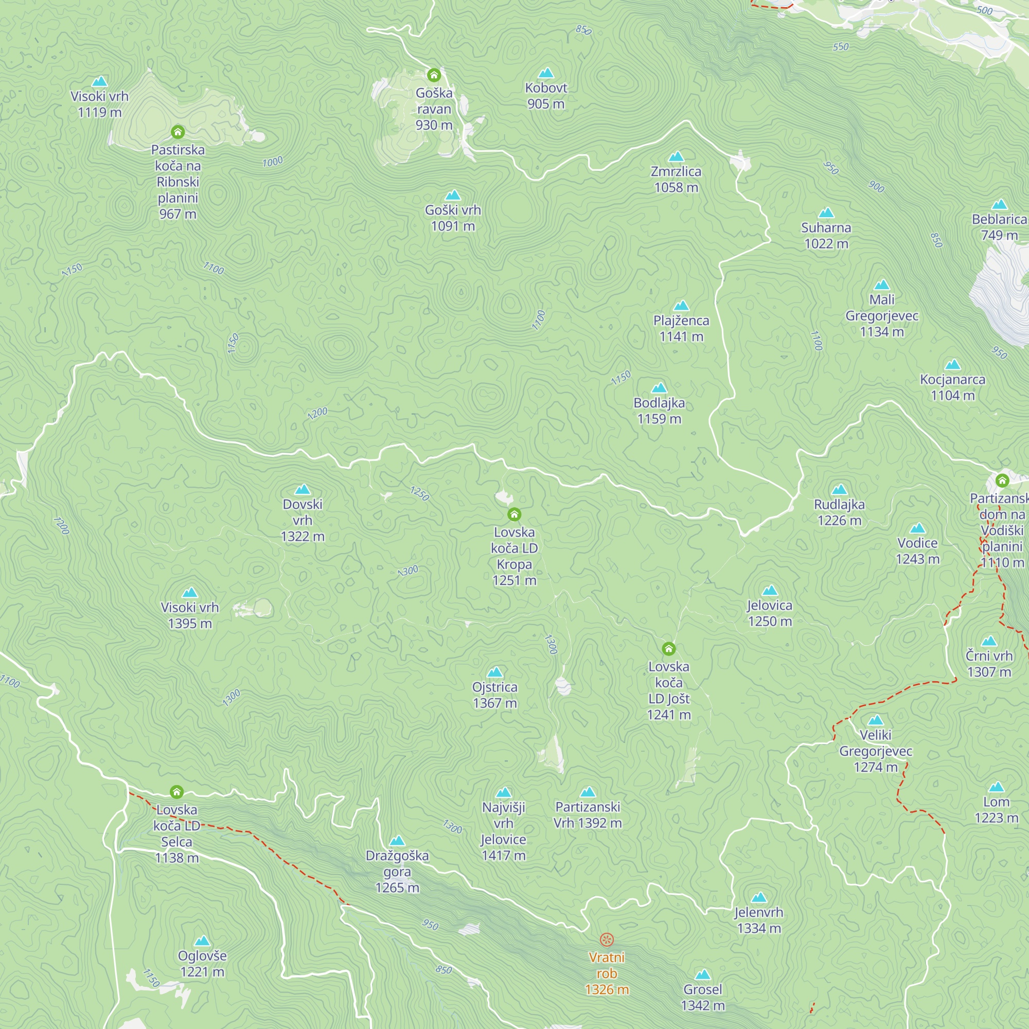 Lovska koča LD Kropa map