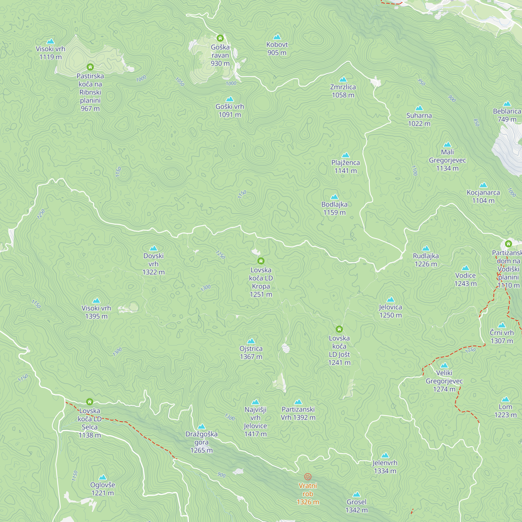 Lovska koča LD Kropa map