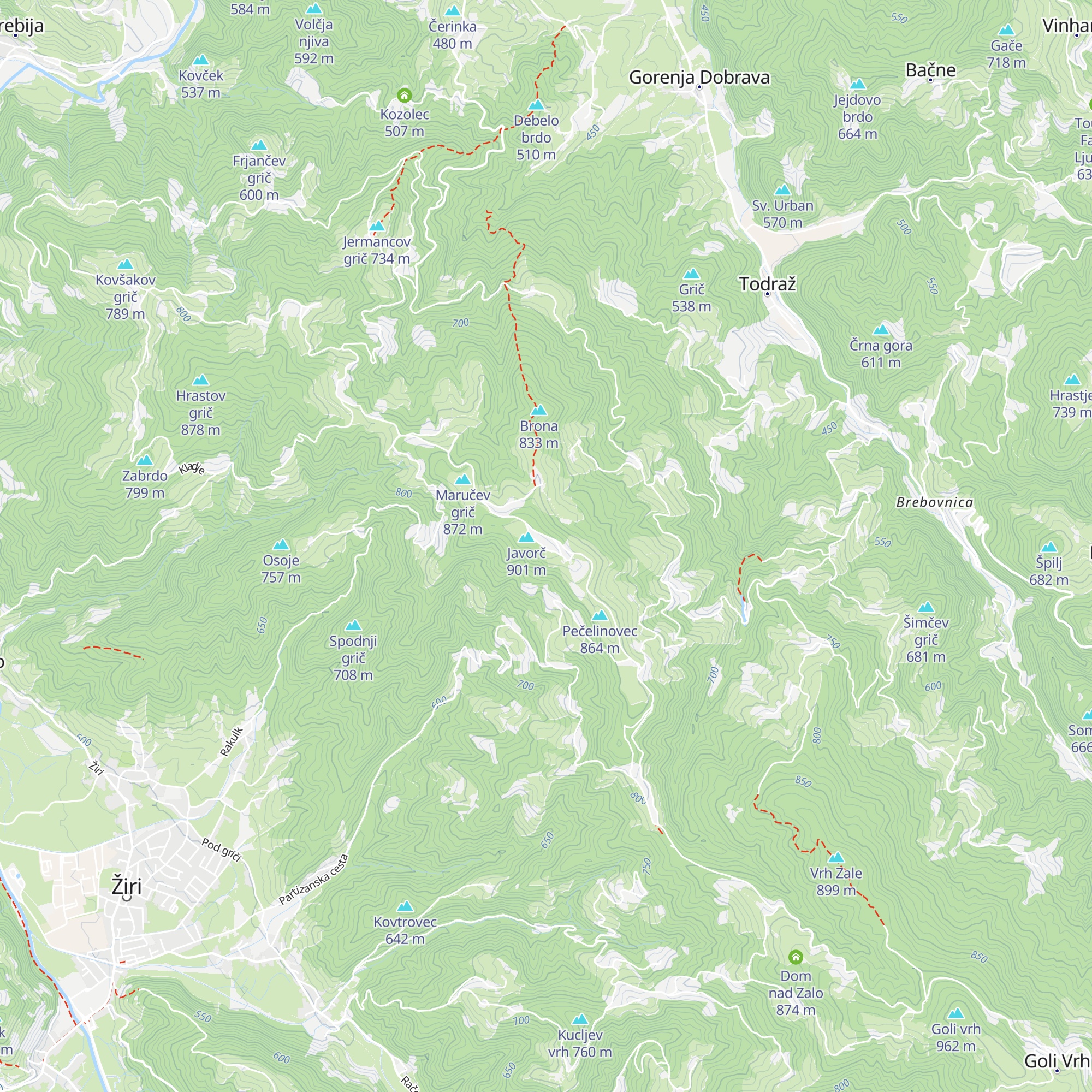 Lovska koča Javorč map