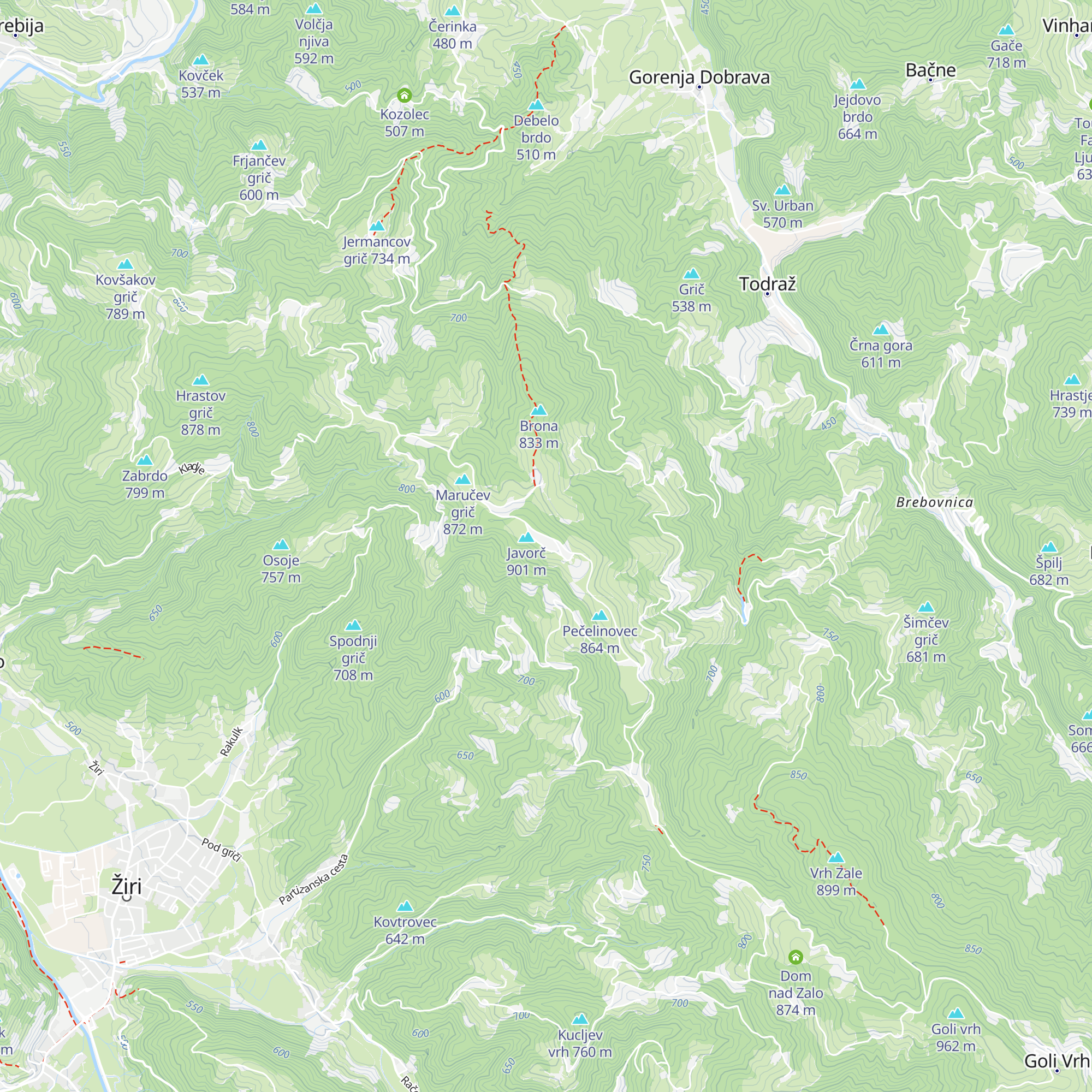 Lovska koča Javorč map