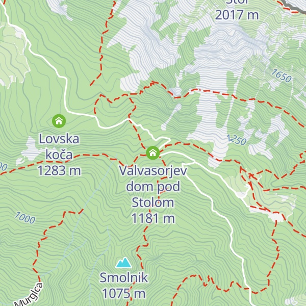 Map of Valvasorjev dom pod Stolom