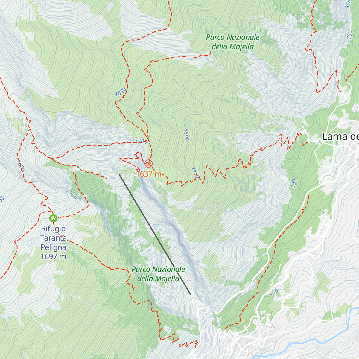 Rifugio Fonte Tari Lama dei Peligni map