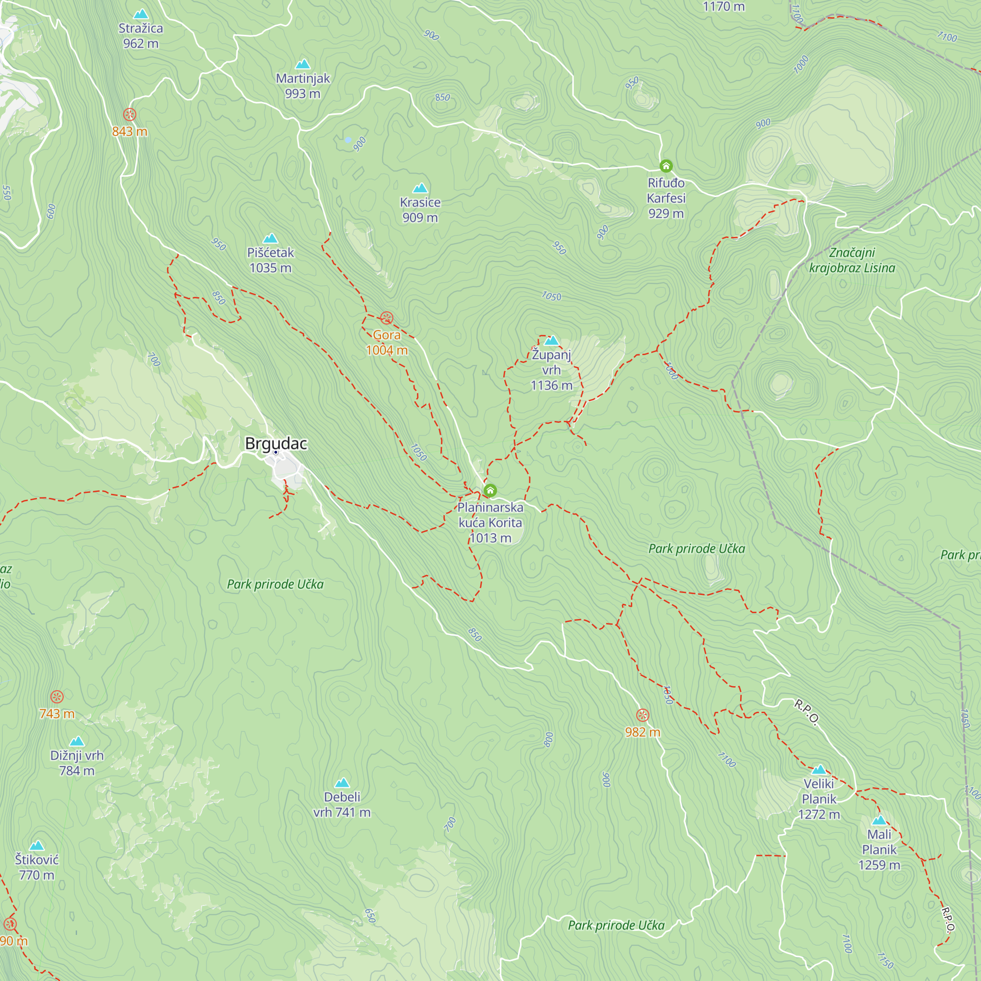Planinarska kuća Korita map