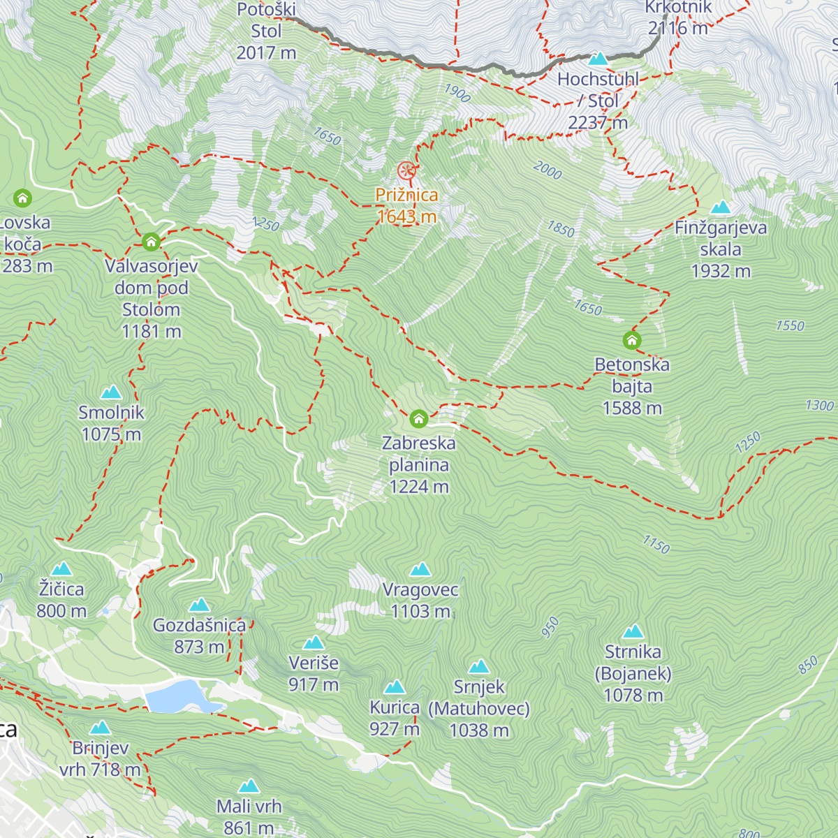 Zabreska planina map