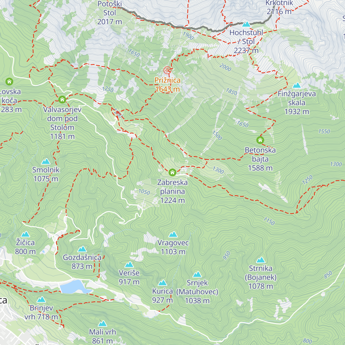 Zabreska planina map