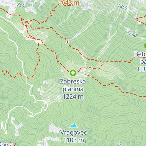 Map of Zabreska planina