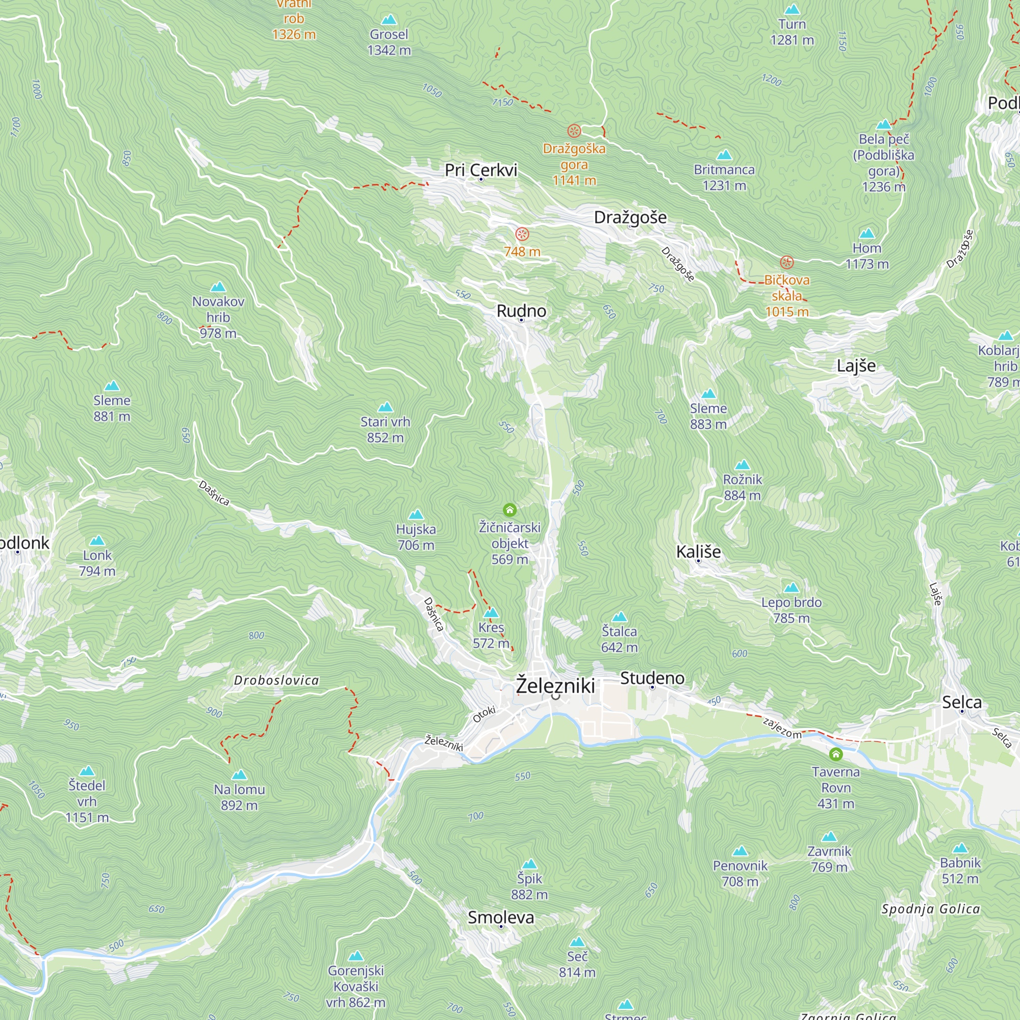 Žičničarski objekt map