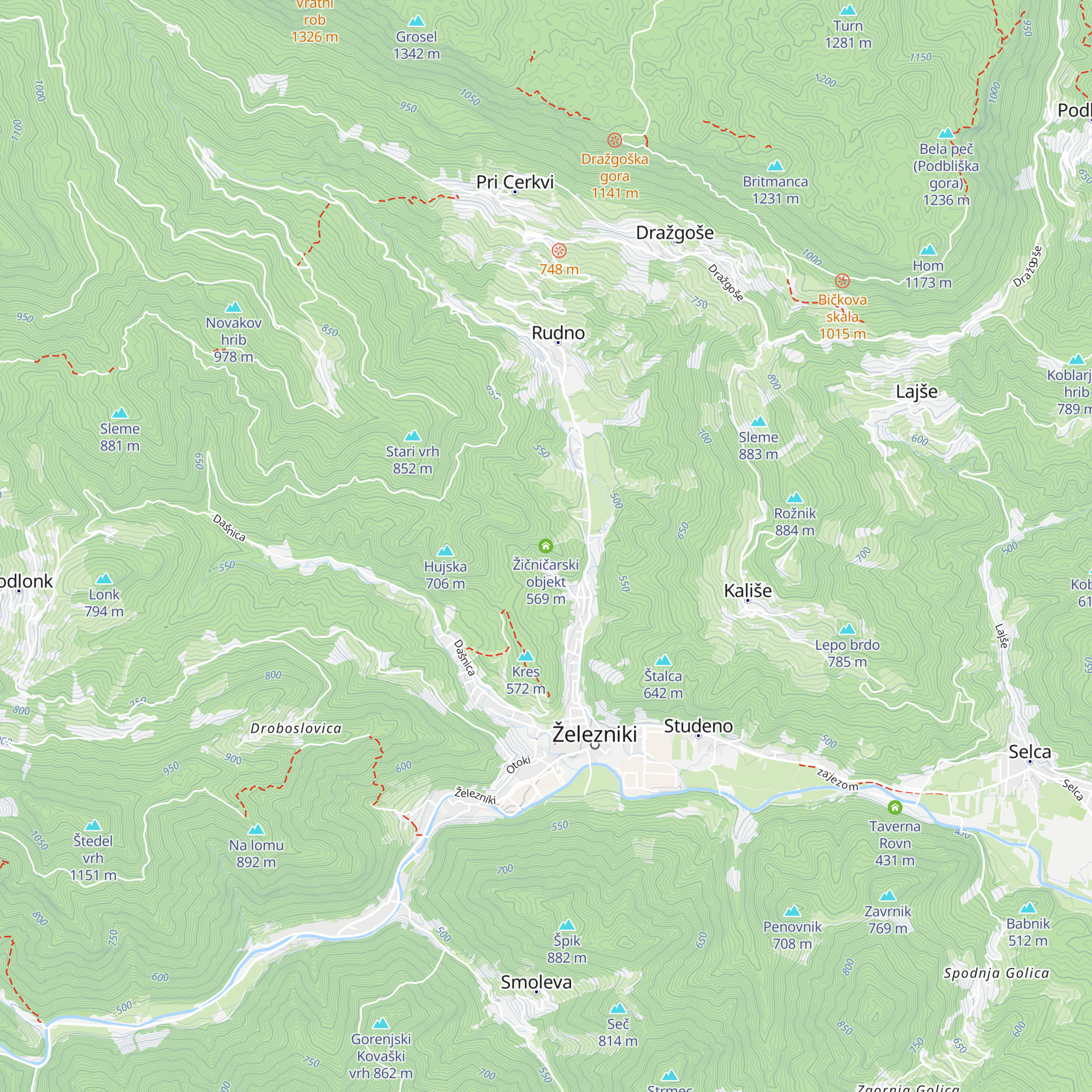 Žičničarski objekt map