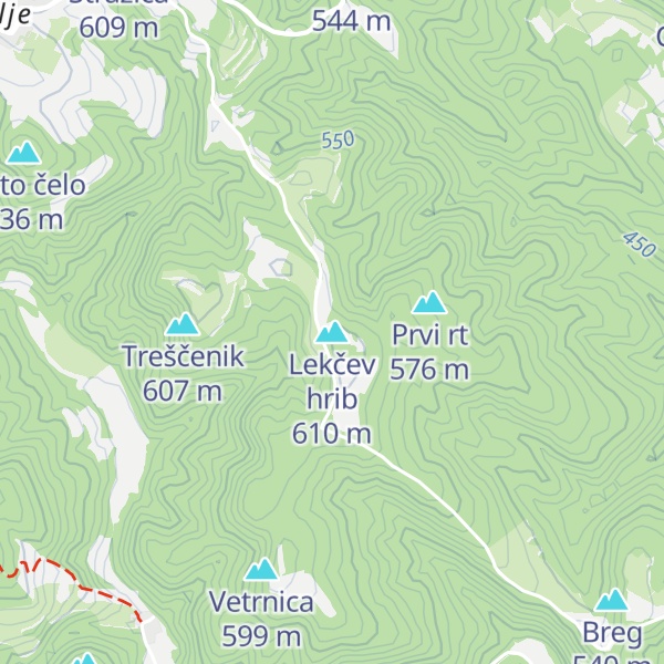 Map of Lekčev hrib