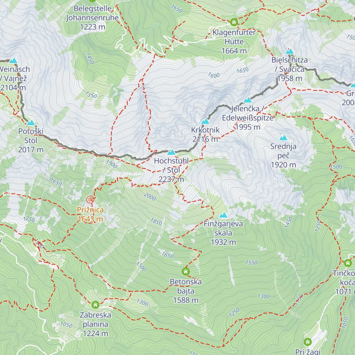 Prešernova koča na Stolu map