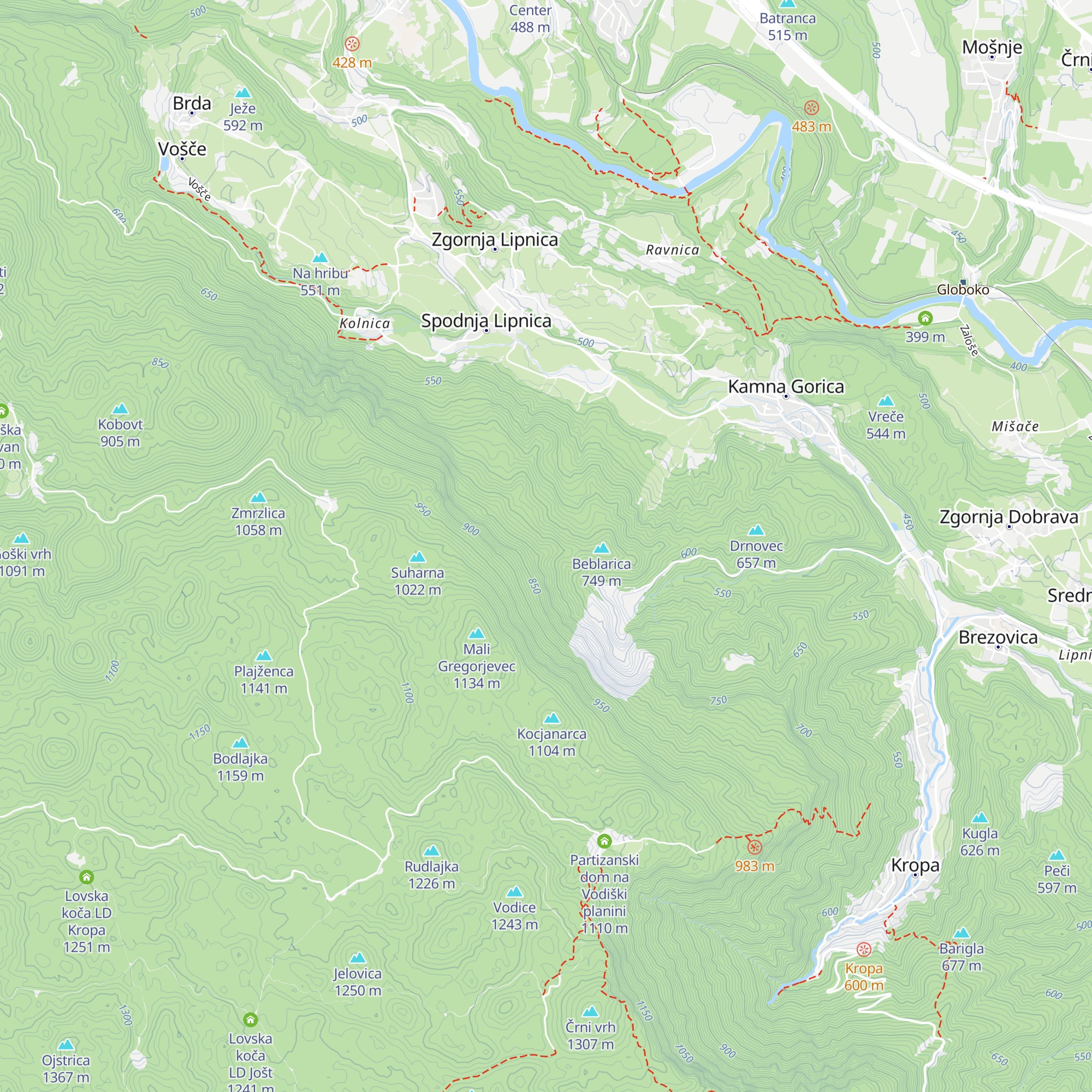 Koča Rogovila map