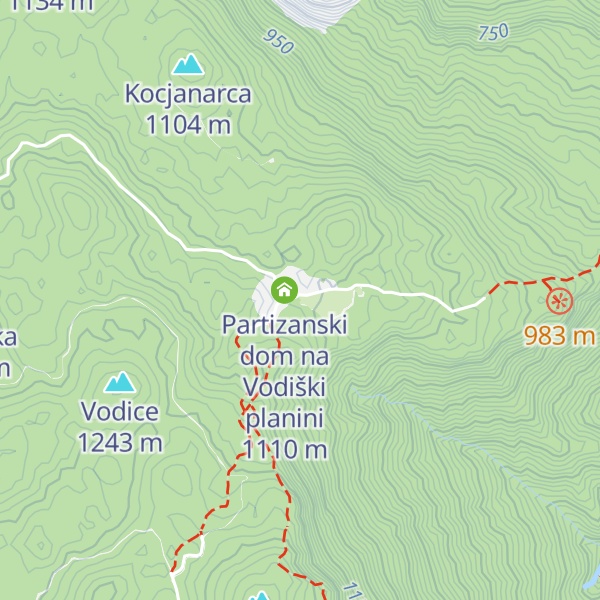 Map of Lovska koča na Vodiški planini (LD Kropa)