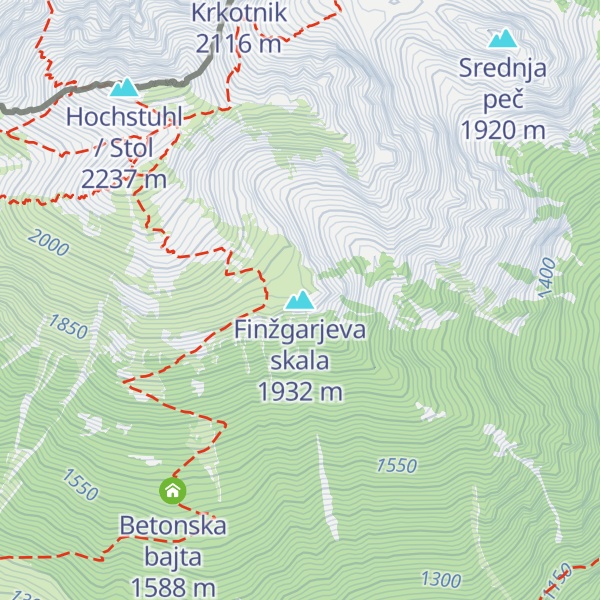 Map of Finžgarjeva skala