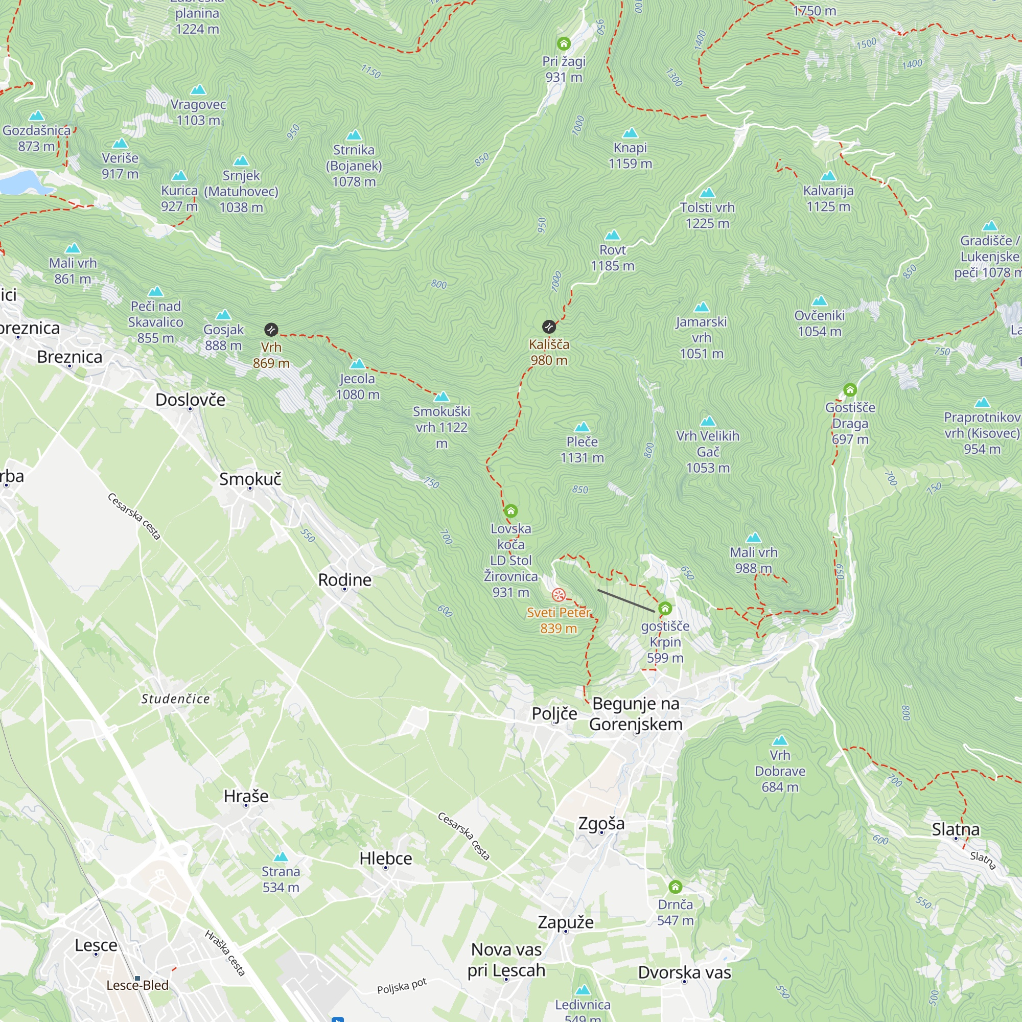 Lovska koča LD Stol Žirovnica map