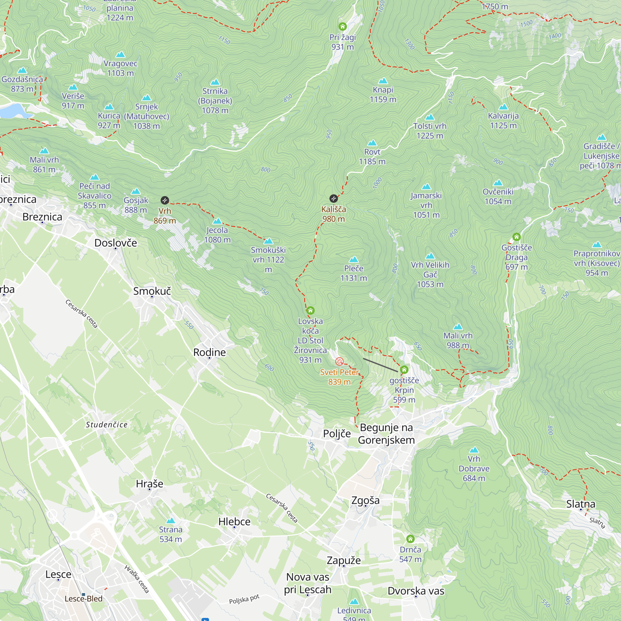 Lovska koča LD Stol Žirovnica map