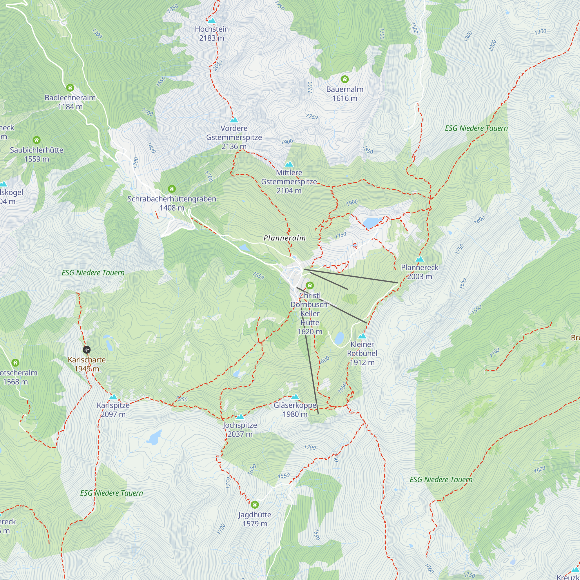 Hildes Plannerstubn Kegelbahn Leitner map