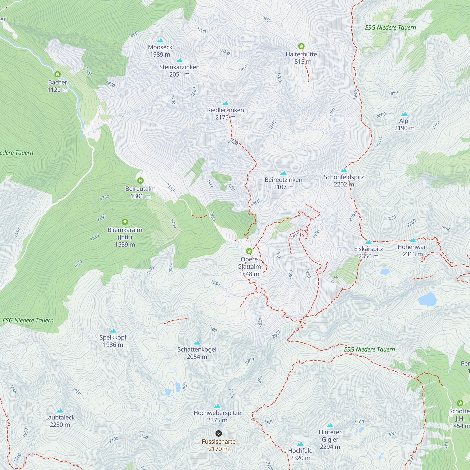 Untere Glattalm map