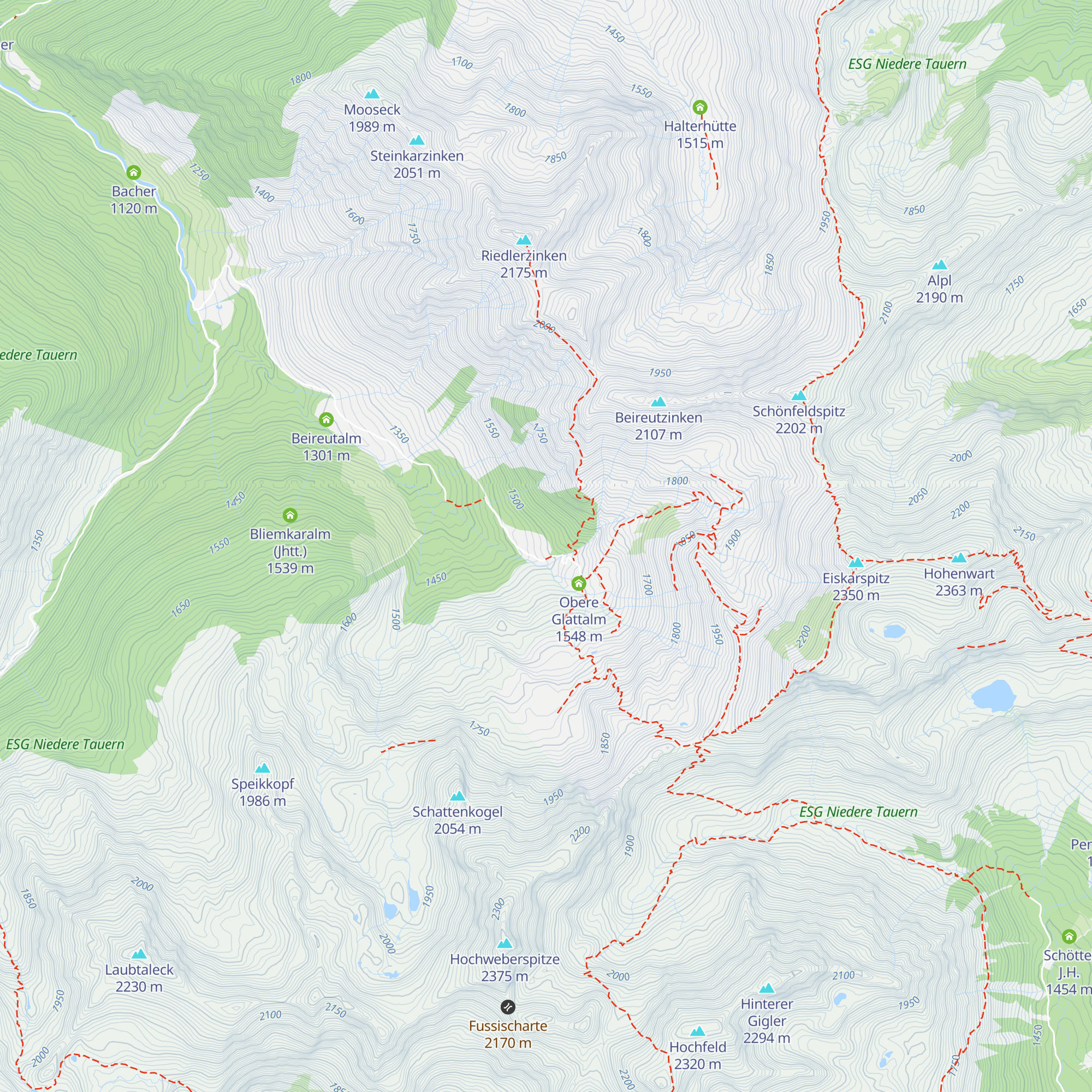 Untere Glattalm map