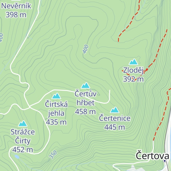 Map of Čertův hřbet