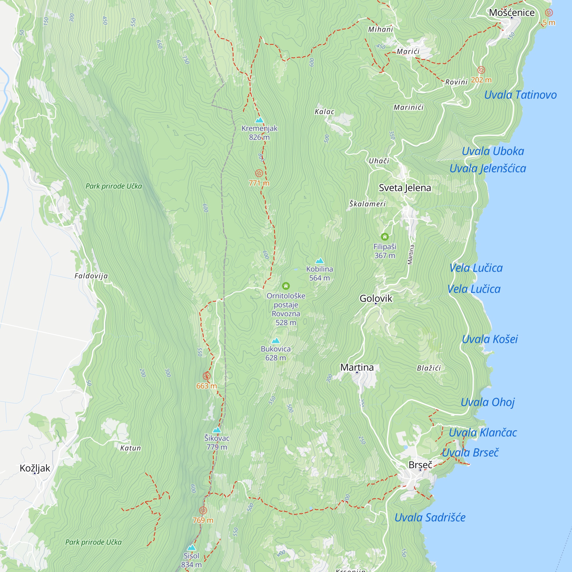 Ornitološke postaje Rovozna map