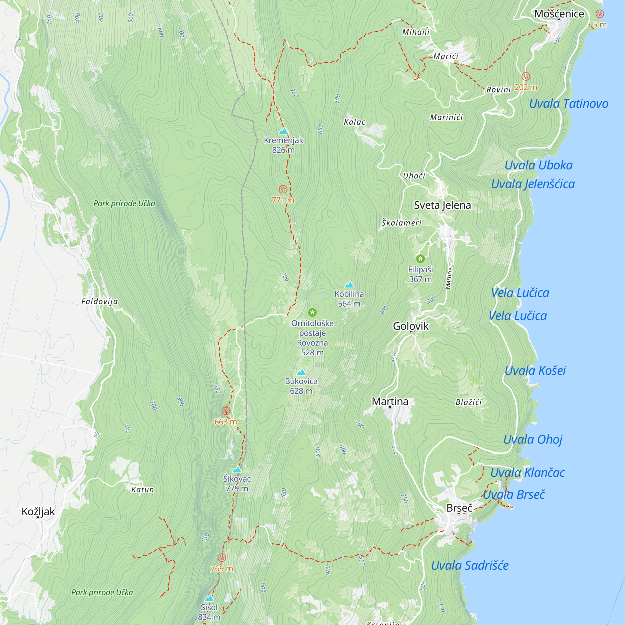 Ornitološke postaje Rovozna map