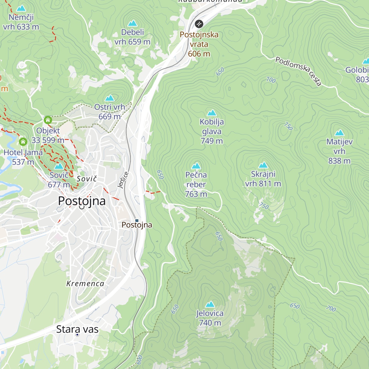Koča Mladika na Pečni rebri map
