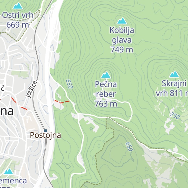 Map of Koča Mladika na Pečni rebri