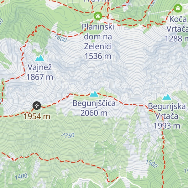 Map of Begunjščica