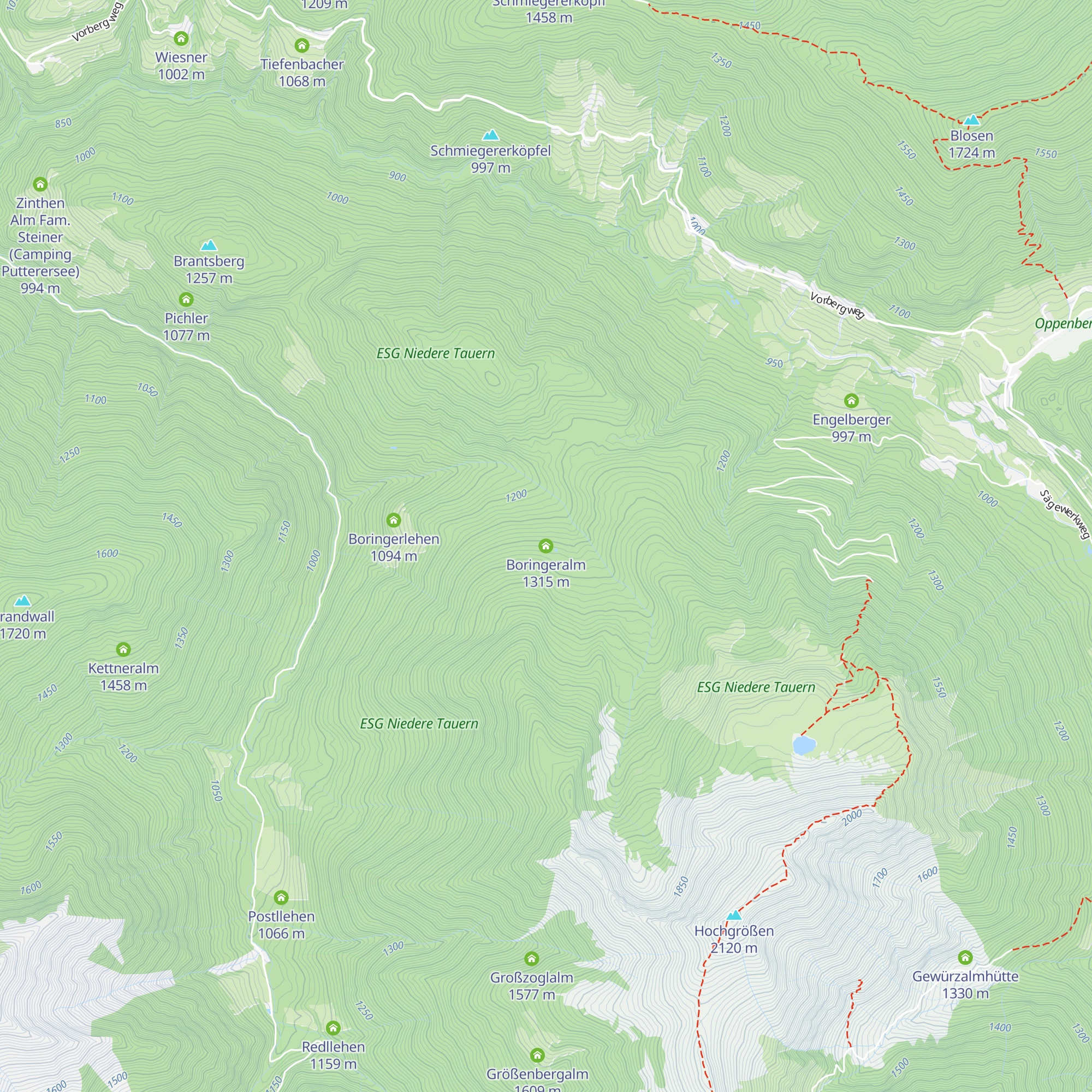 Boringeralm map