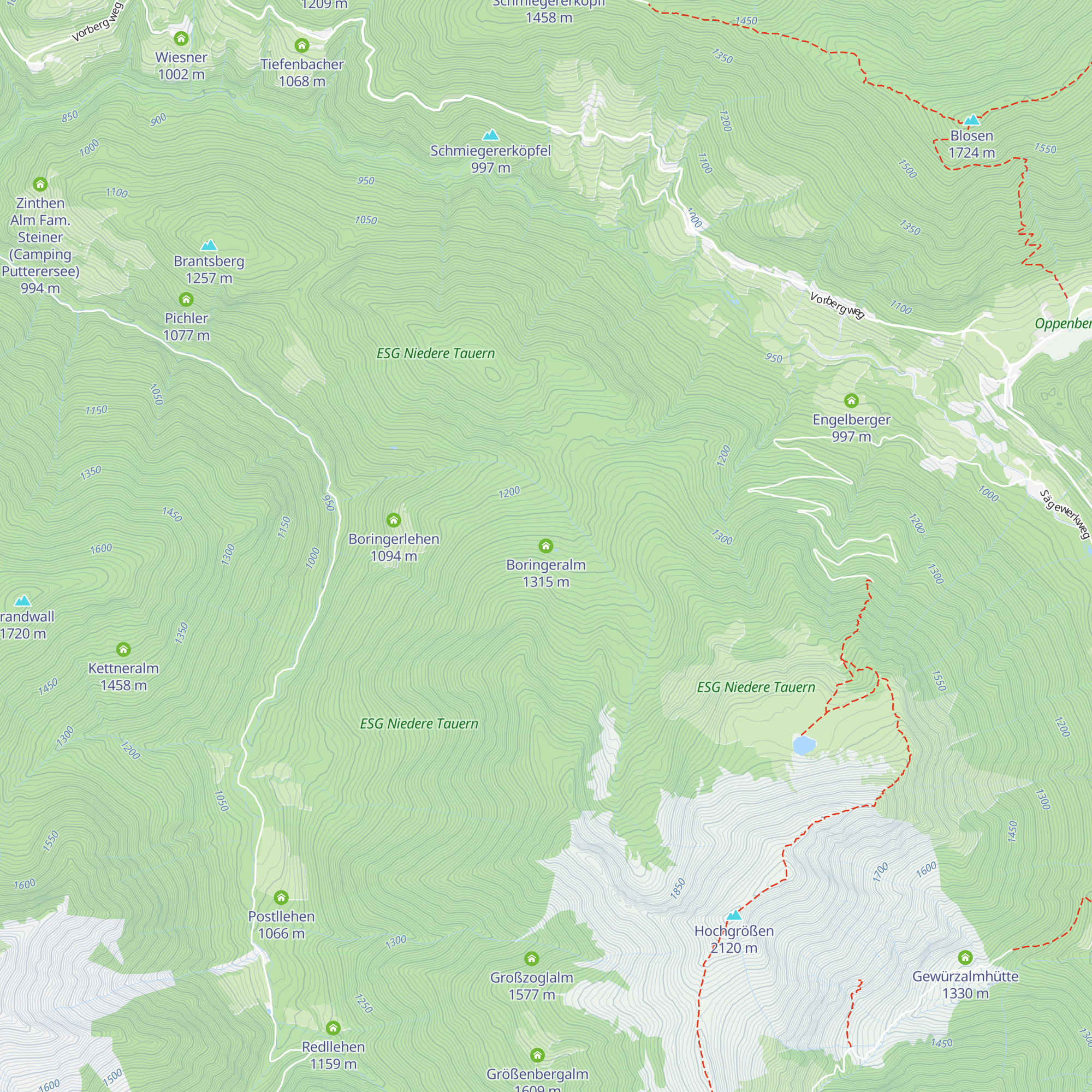 Boringeralm map