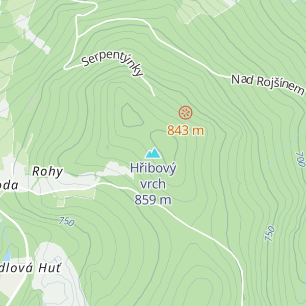 Map of Hřibový vrch