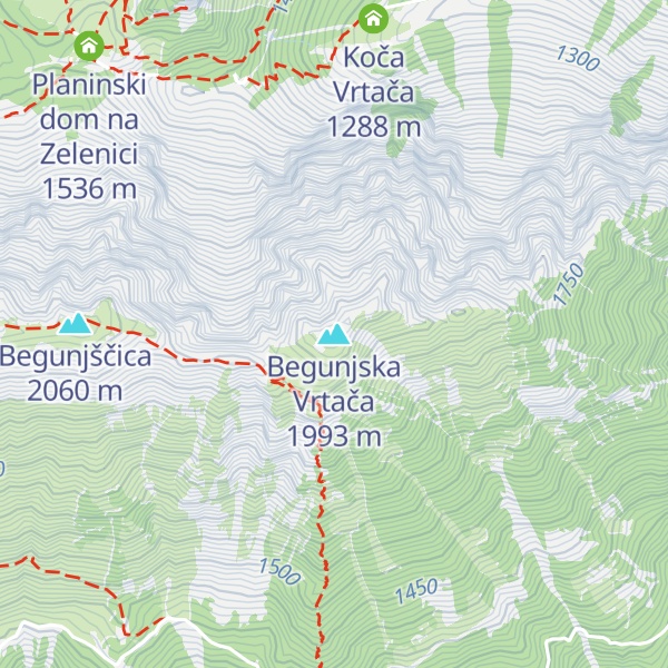 Map of Begunjska Vrtača