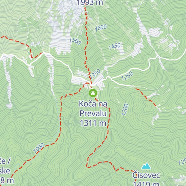 Map of Koča na Prevalu