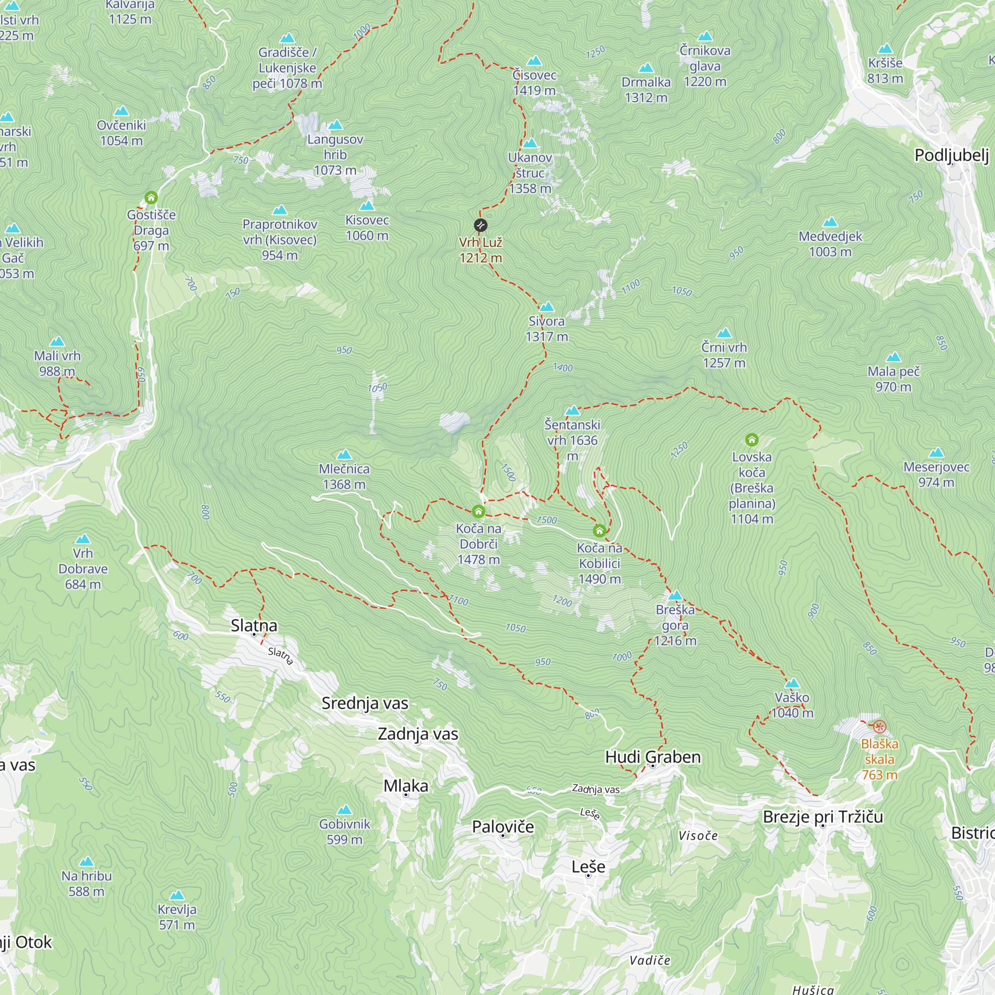 Lovska koča na Dobrči (LD Begunjščica) map