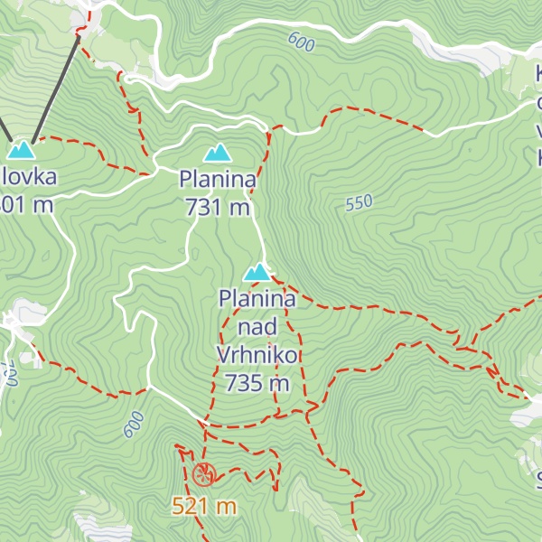 Map of Koča na Planini nad Vrhniko