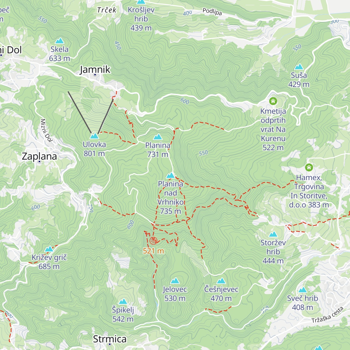 Koča na Planini nad Vrhniko map