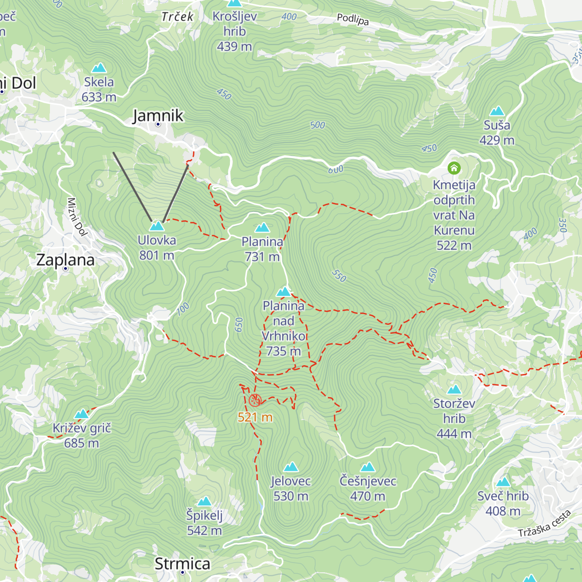 Koča na Planini nad Vrhniko map