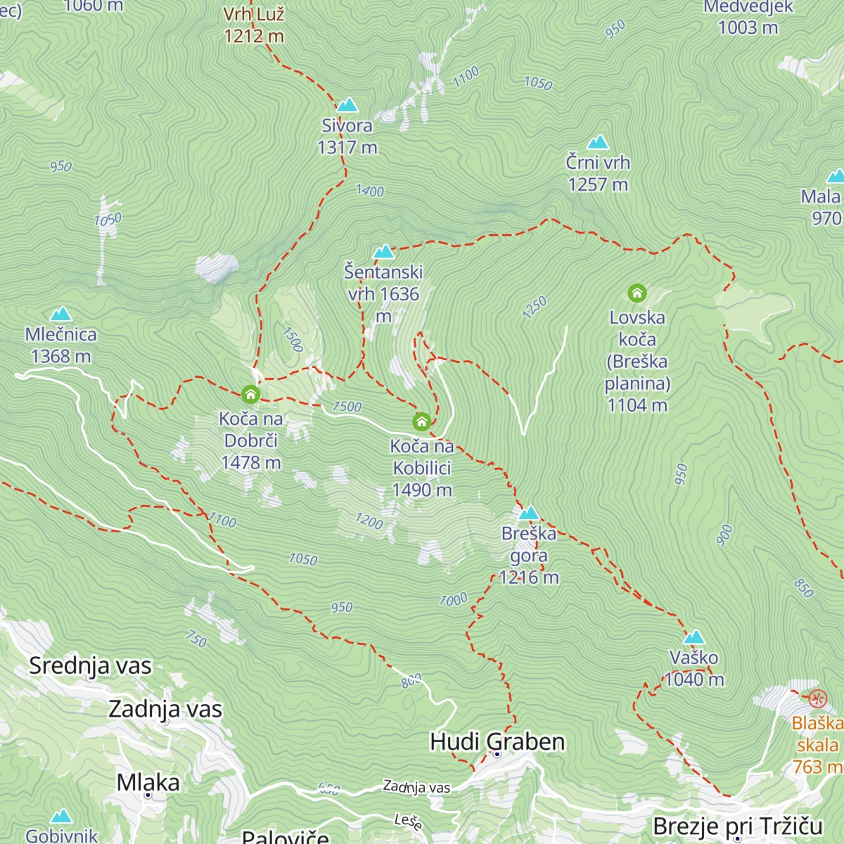 Koča na Kobilici map