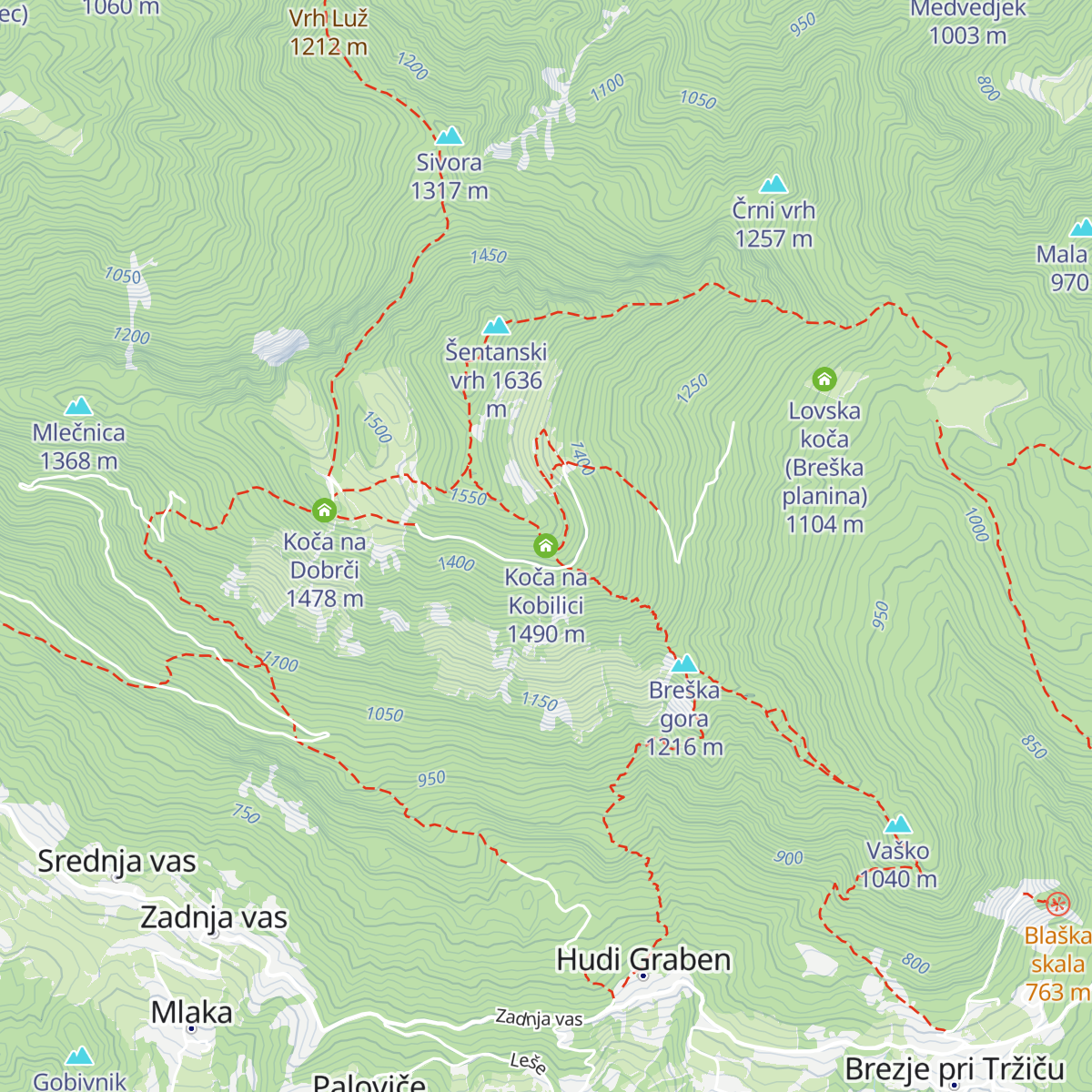 Koča na Kobilici map