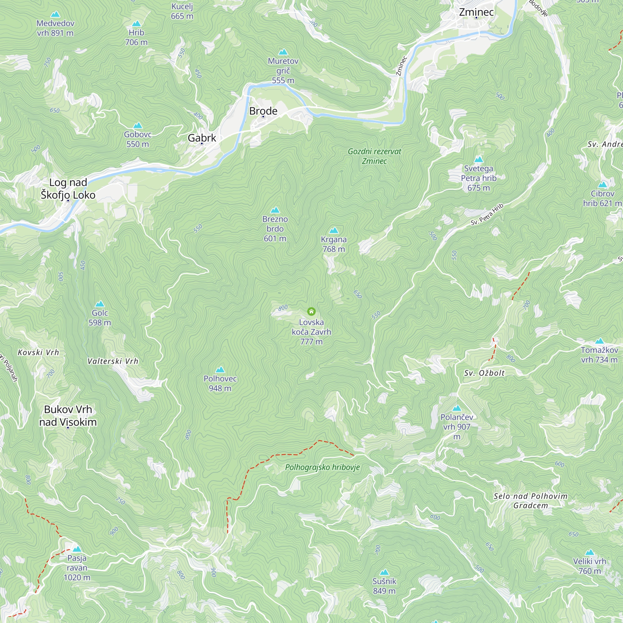 Lovska koča Zavrh map